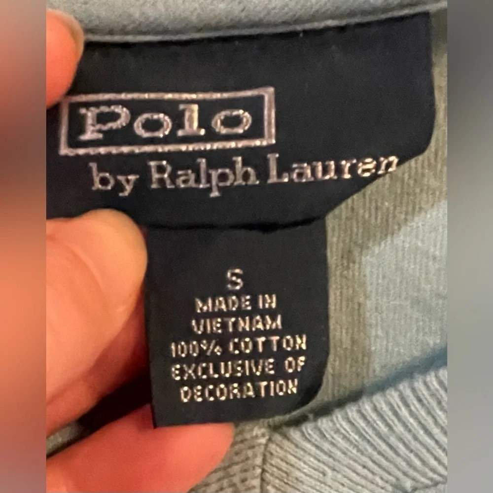 Polo Ralph Lauren Men’s Light Blue Small V-Neck T-Shirt Cotton Yellow Pony Logo